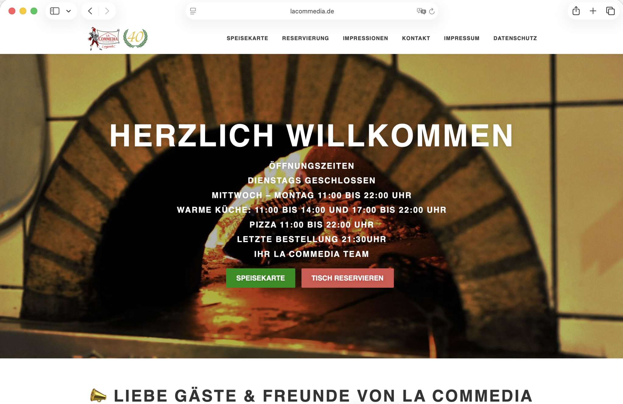 La Commedia Website von 2017 bis 2026