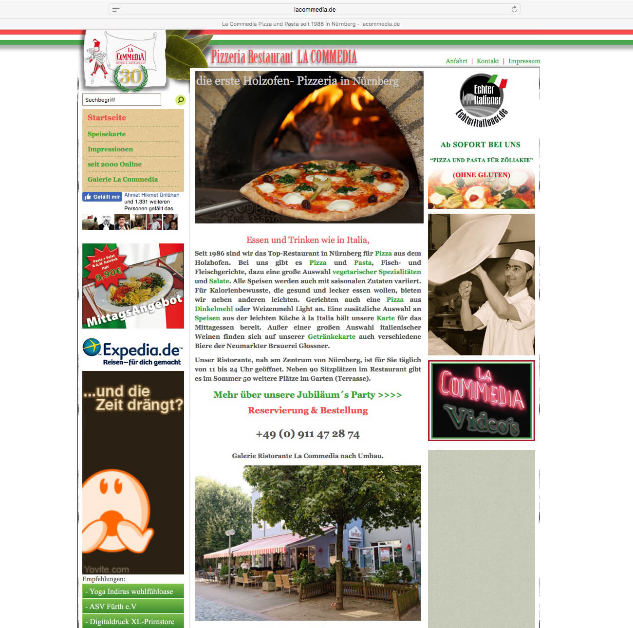 La Commedia Website im Jahr 2017
